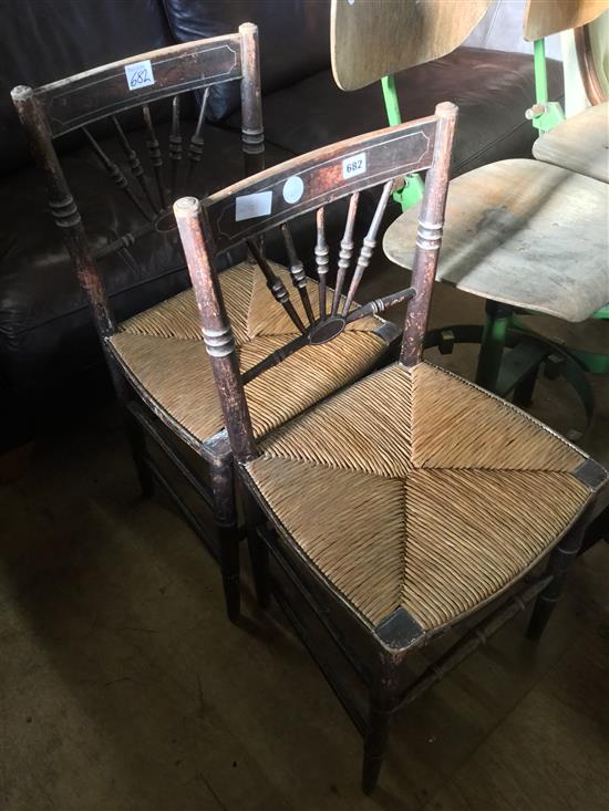 Pair of cane seat chairs